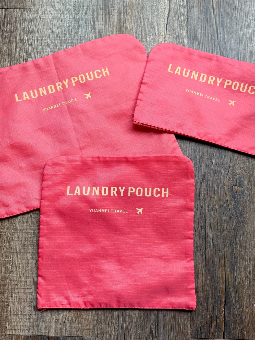 Travel Laundry Pouch Set - Coral Pink